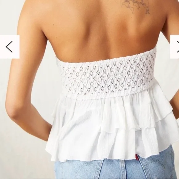 Free People White Lace Strapless Top - Picture 4 of 6